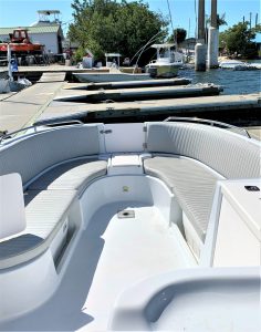 Rendevous deck boat Rental Key West seating view